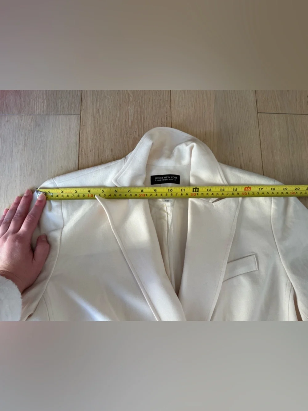 Ivory 100% Wool Blazer 14W ✨ Classic Tailored Quiet Luxury Jacket Feminine - Picture 7 of 10